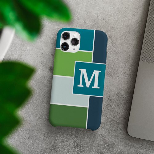 Big Stripes in blue and green with Monogram iPhone 13 Pro Max Case