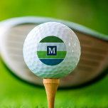 Big Stripes In Blue And Green With Monogram Golf Balls at Zazzle