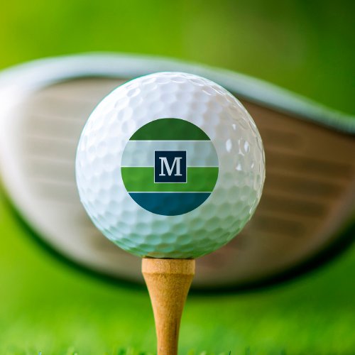 Big Stripes in blue and green with Monogram Golf Balls