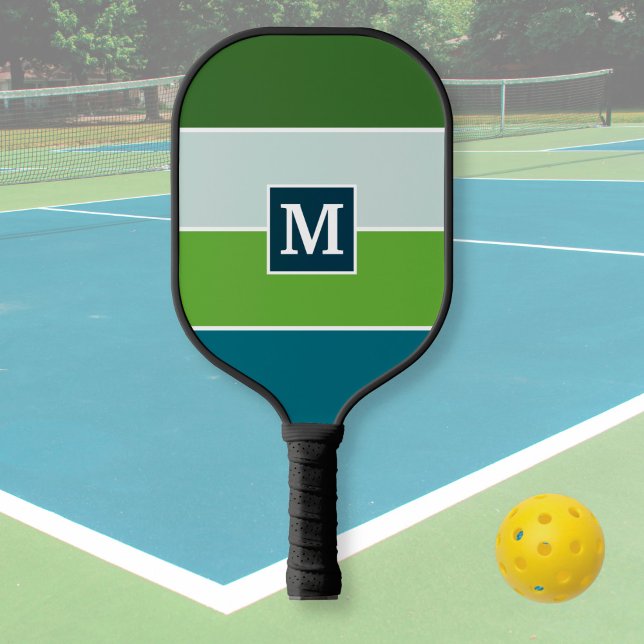 Big Stripes in blue and green with Monogram Pickleball Paddle (Creator Uploaded)