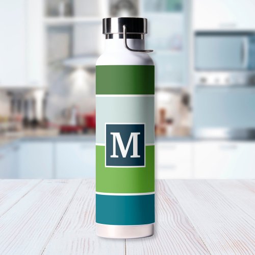 Big Stripes in blue and green with Monogram Water Bottle