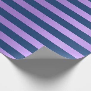 Big Stripes Lines Blue Navy Purple Amethyst Wrapping Paper