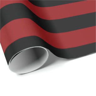 Big Stripes Lines Burgundy Red Black Wrapping Paper