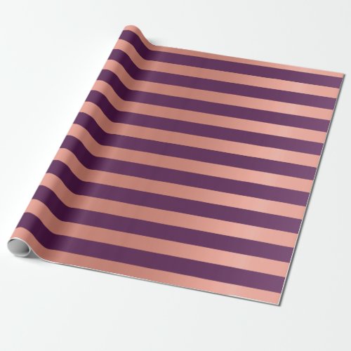 Big Stripes Lines Plum Purple Violet Coral Peach Wrapping Paper