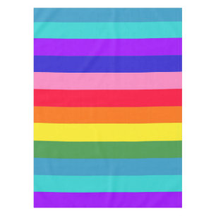 Big Stripes of Rainbow Colors Table Cloth