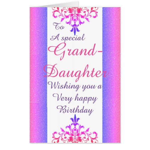 Big stylish special granddaughter birthday card