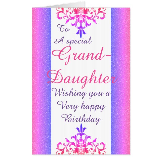Big stylish special granddaughter birthday card (Front)