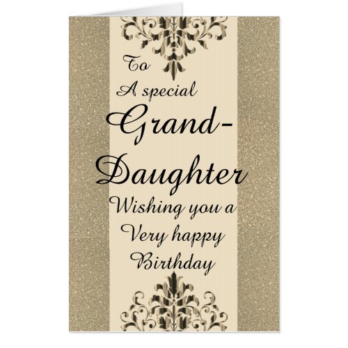 Big stylish special granddaughter birthday card