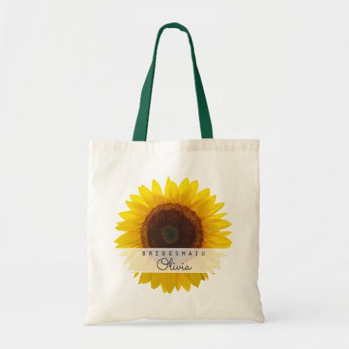 Big Sunflower Bridesmaid Personalized Tote