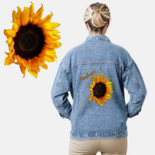 Big Sunflower Country Floral Photographic Denim Jacket