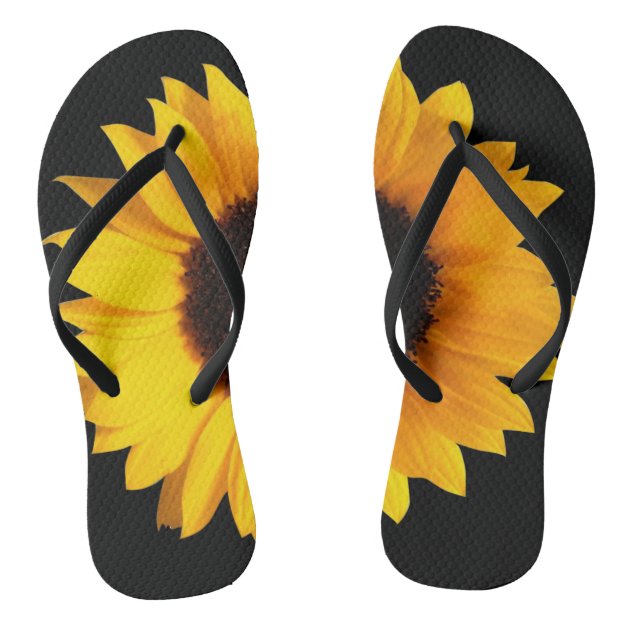 GQOP Unisex Flip Flops Sunflower Personalized Thong Sandals Beach Sandals