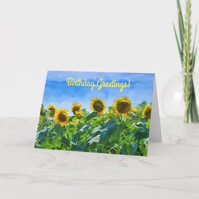 Big Sunflower Garden Art Birthday Card (Front)