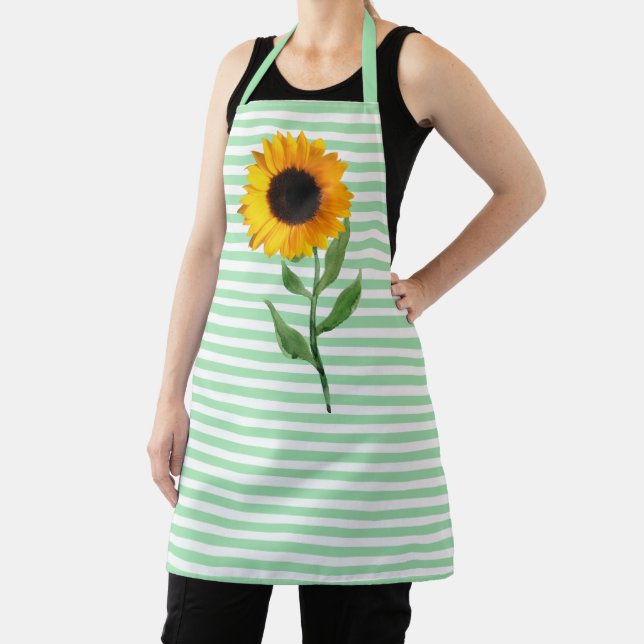 Big Sunflower Striped Apron (Insitu)