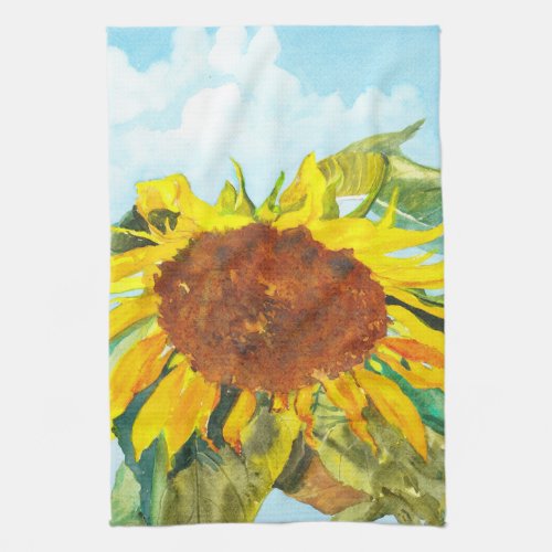Big Sunflower Towel Original Painting Watercolor