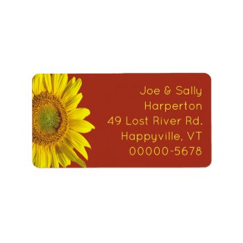 Big Sunflower Wide Return Address Labels by DustyFarmPaper at Zazzle