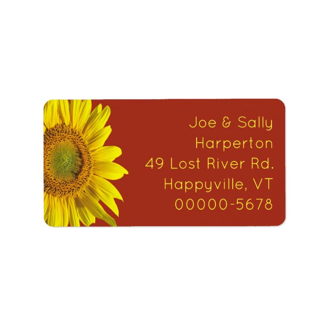 Big Sunflower Wide Return Address Labels (Front)