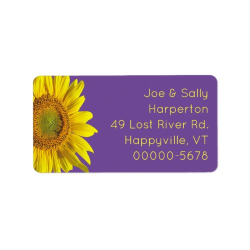 Big Sunflower Wide Return Address Labels