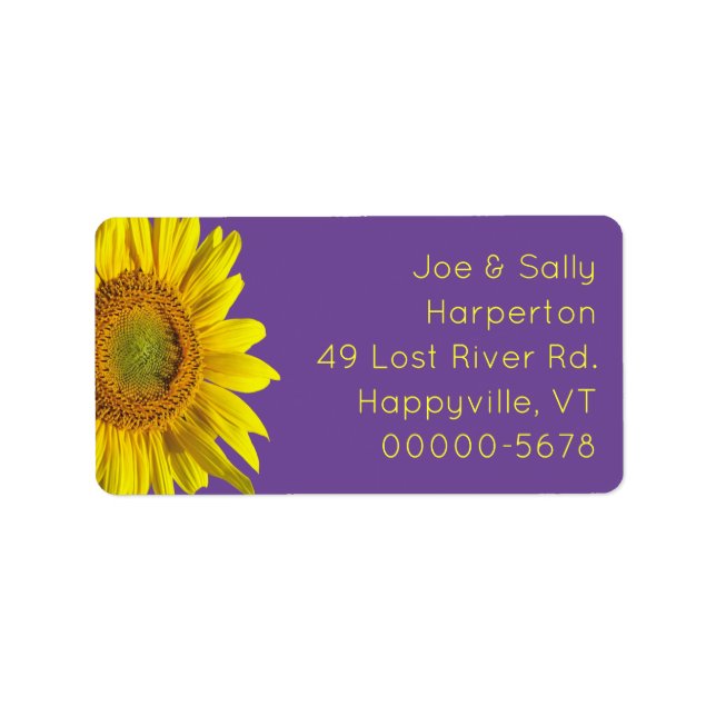Big Sunflower Wide Return Address Labels (Front)