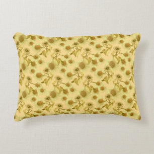 Big sunflowers pattern accent pillow