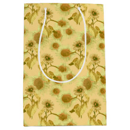 Big sunflowers pattern medium gift bag