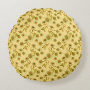 Big sunflowers pattern round pillow