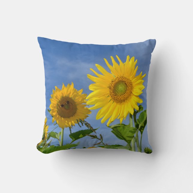 Big Sunflowers Throw Pillow (Front)