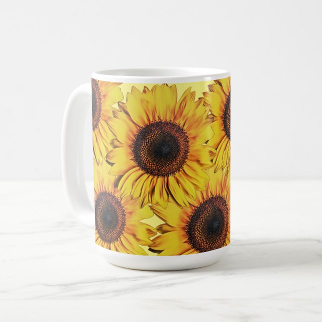 Big Sunny Sunflower Coffee Cup Mug (Front Left)