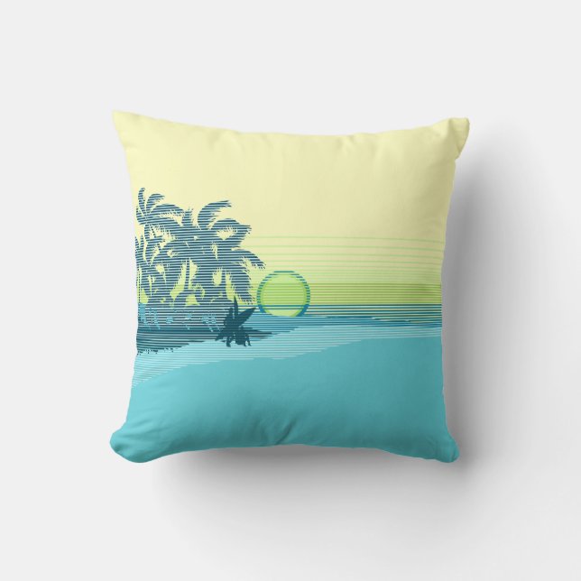 Big Sunset Hawaiian Reversible Square Pillows (Front)