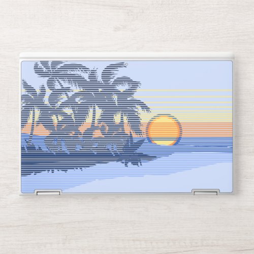 Big Sunset Hawaiian Stripe Surfers _ Blue  Orange HP Laptop Skin