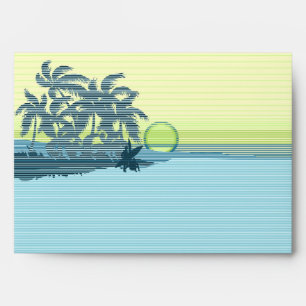 Big Sunset Stripe Hawaiian Surf Matching Envelopes