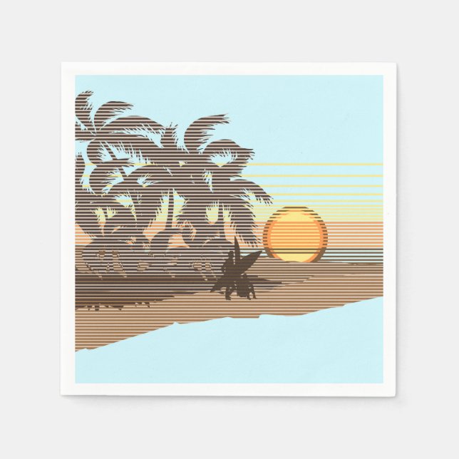 Big Sunset Stripe Hawaiian Surfer Napkins (Front)
