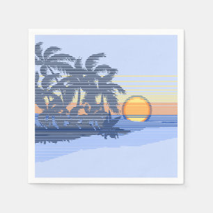 Big Sunset Stripe Hawaiian Surfer Paper Napkins