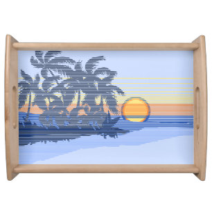 Big Sunset Stripe Hawaiian Surfer Serving Tray