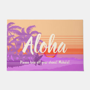 Big Sunset Stripe Hawaiian Surfers Aloha Doormat