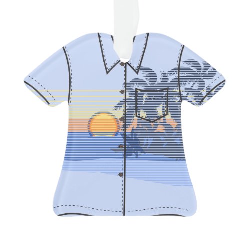 Big Sunset Stripe Hawaiian Surfers Aloha Shirt Ornament