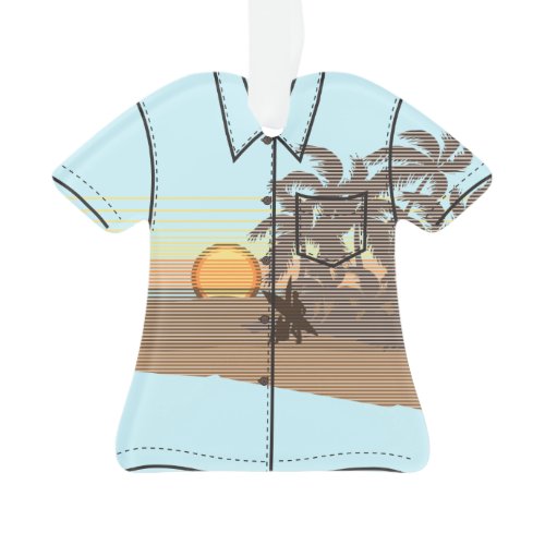 Big Sunset Stripe Hawaiian Surfers Aloha Shirt Ornament