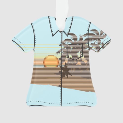 Big Sunset Stripe Hawaiian Surfers Aloha Shirt Ornament