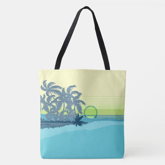 Big Sunset Stripe Hawaiian Surfers Beach Bag (Front)