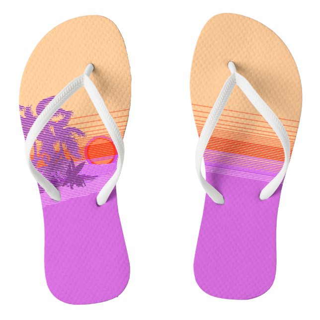 Big Sunset Stripe Hawaiian Surfers Flip Flops (Footbed)