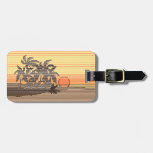 Big Sunset Stripe Hawaiian Surfers Luggage Tag