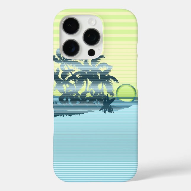 Big Sunset Stripe Hawaiian Teal Case-Mate iPhone Case (Back)