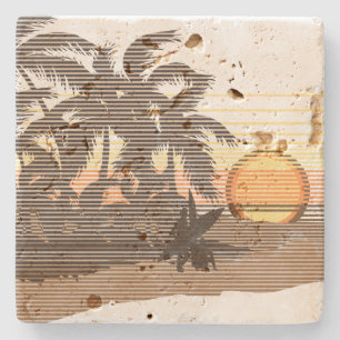 Big Sunset Stripe Hawaiian Tiki Bar Coasters