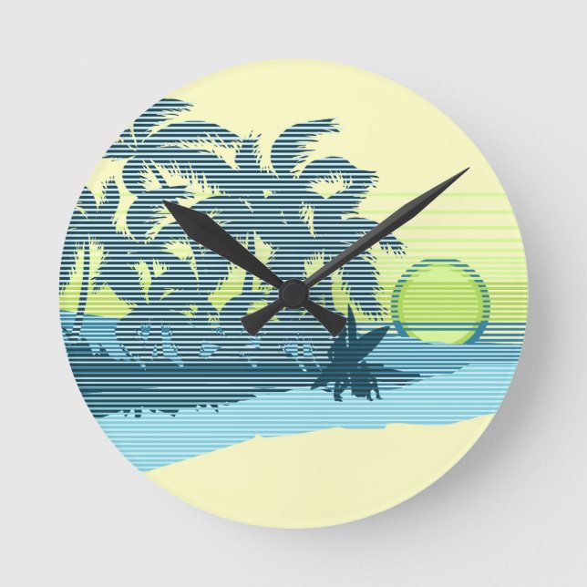 Big Sunset Stripe Hawaiian Wall Clocks (Front)