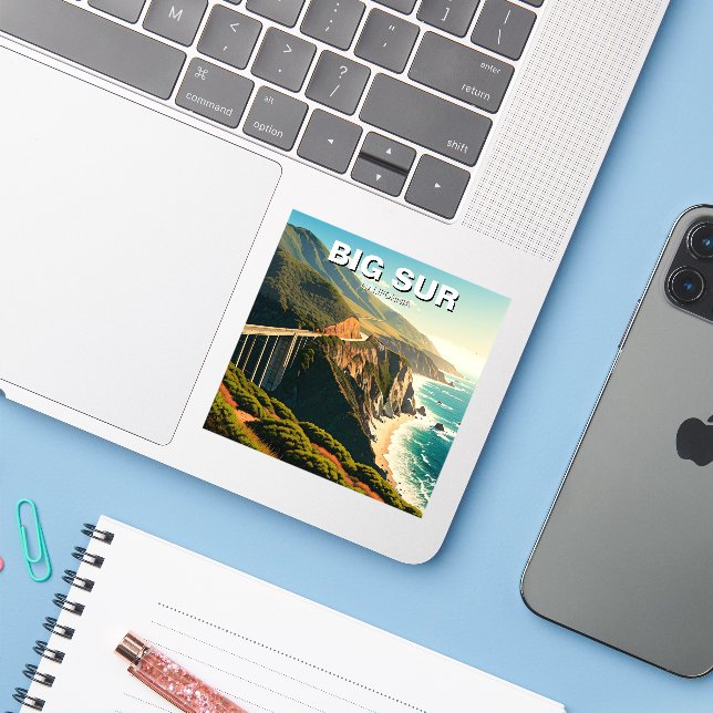 Big Sur California Central Coast Sticker (Laptop w/ iPhone)
