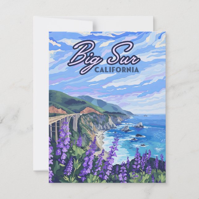 Big Sur California Coastline Retro West Coast Card (Front)