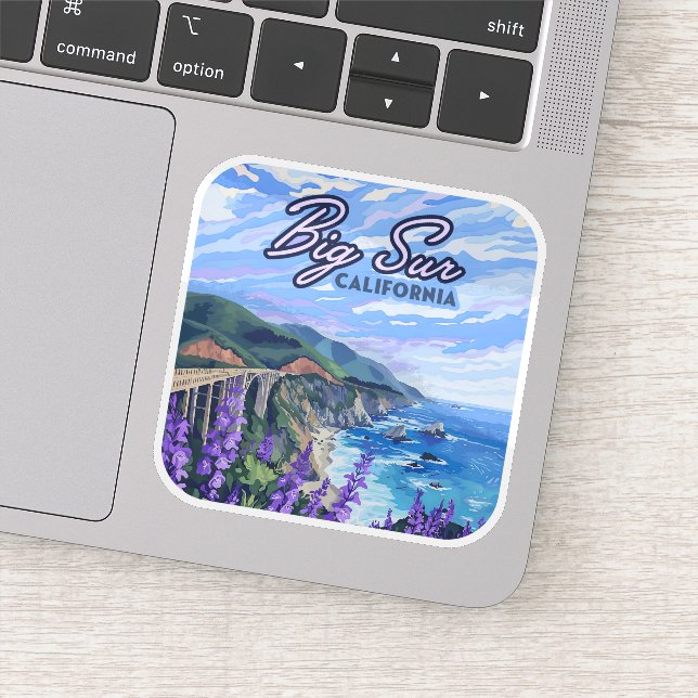 Big Sur California Coastline Retro West Coast Sticker (Detail)