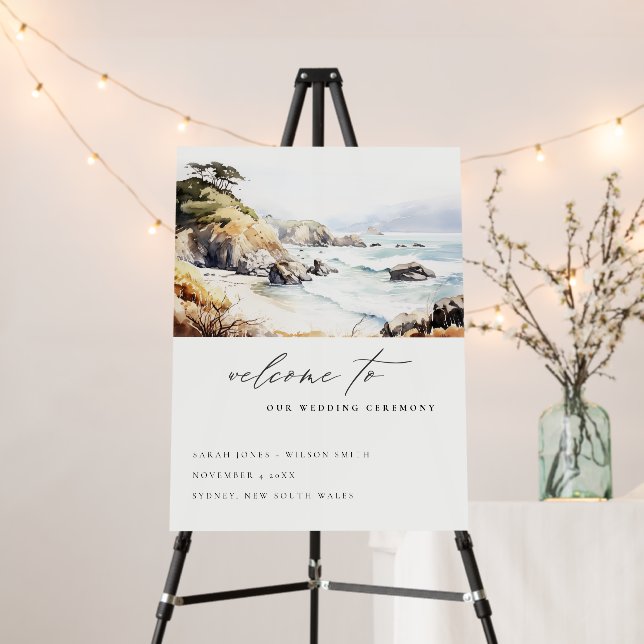 Big Sur, California Landscape Wedding Welcome Foam Board (In Situ (Stand))