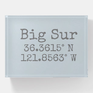 Big Sur California Latitude and Longitude Paperweight