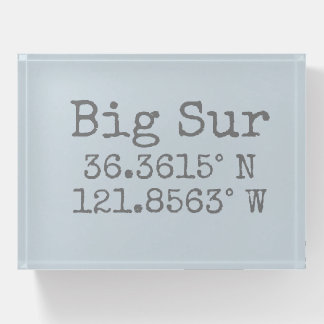 Big Sur California Latitude and Longitude Paperweight