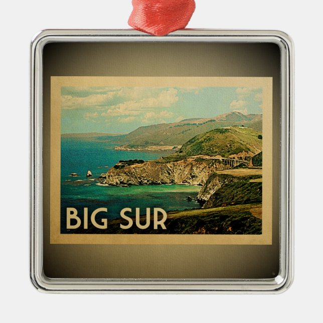 Big Sur California Ornament Vintage Travel (Front)